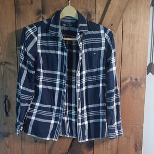 Tommy Hilfiger Blue and White Checkered Shirt